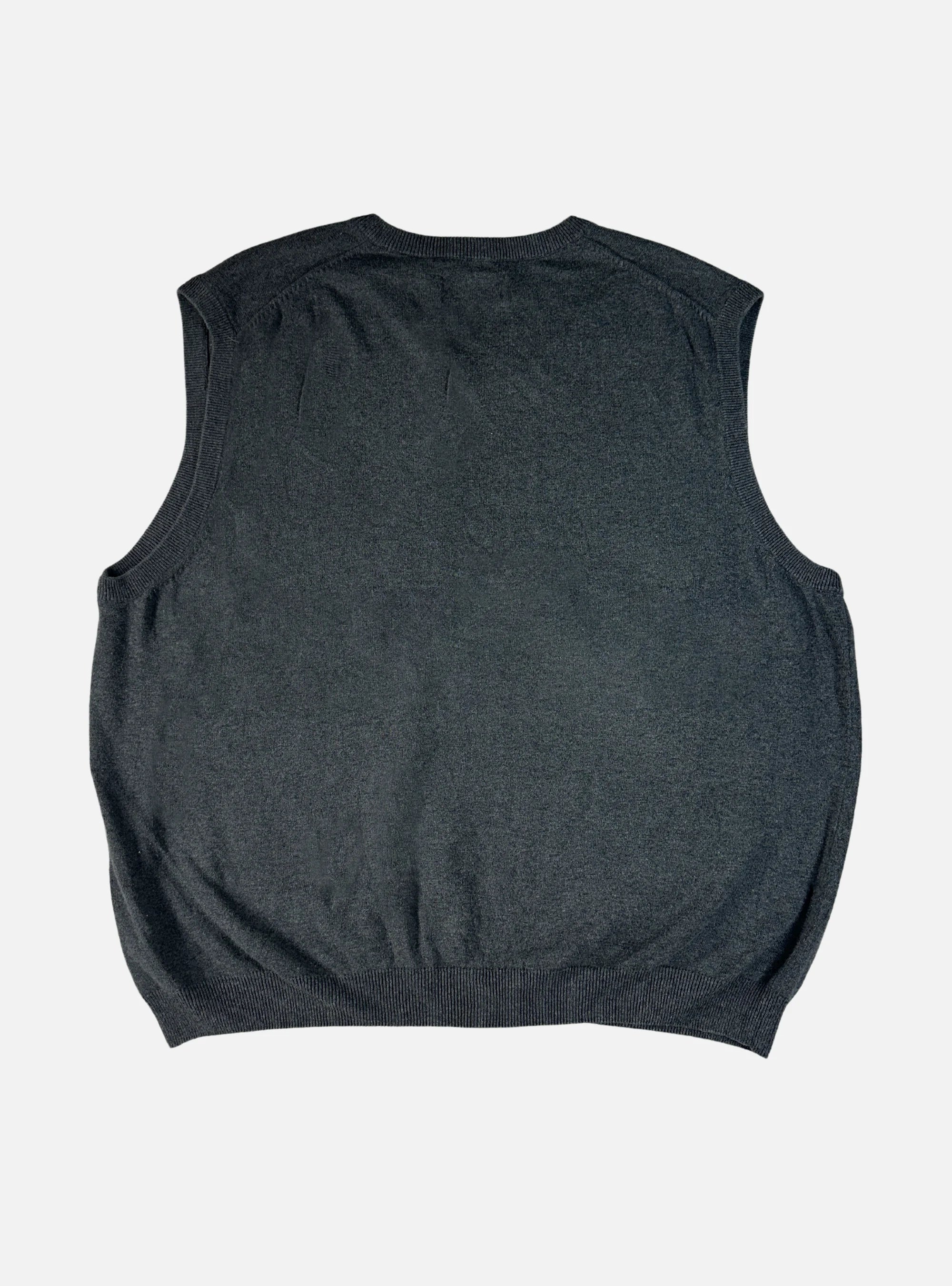 Mens Sleeveless V-Neck Sweater Dark Grey by CHAPS — Large