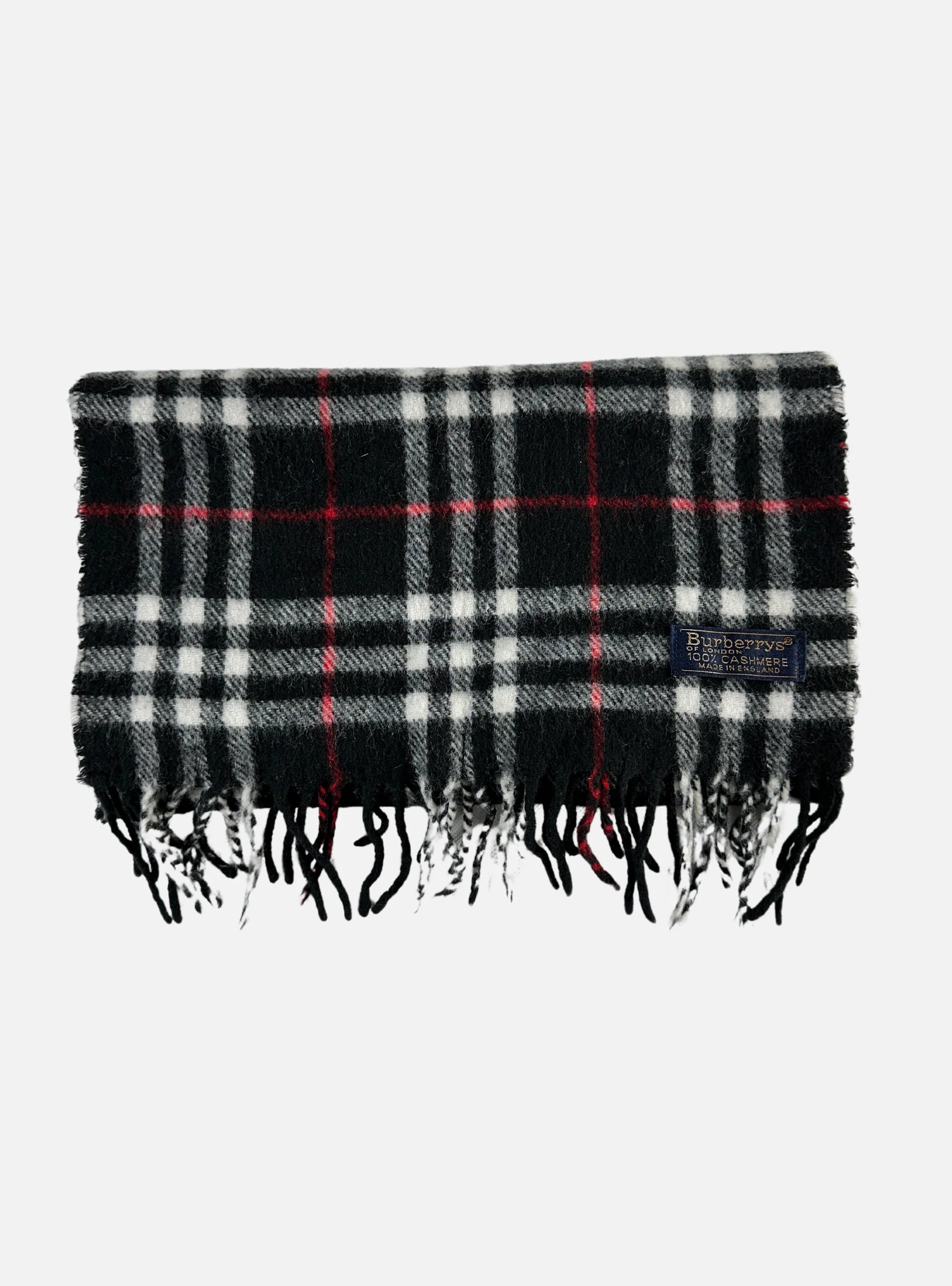 Vintage 100% Cashmere Black Nova Check Scarf by Burberry