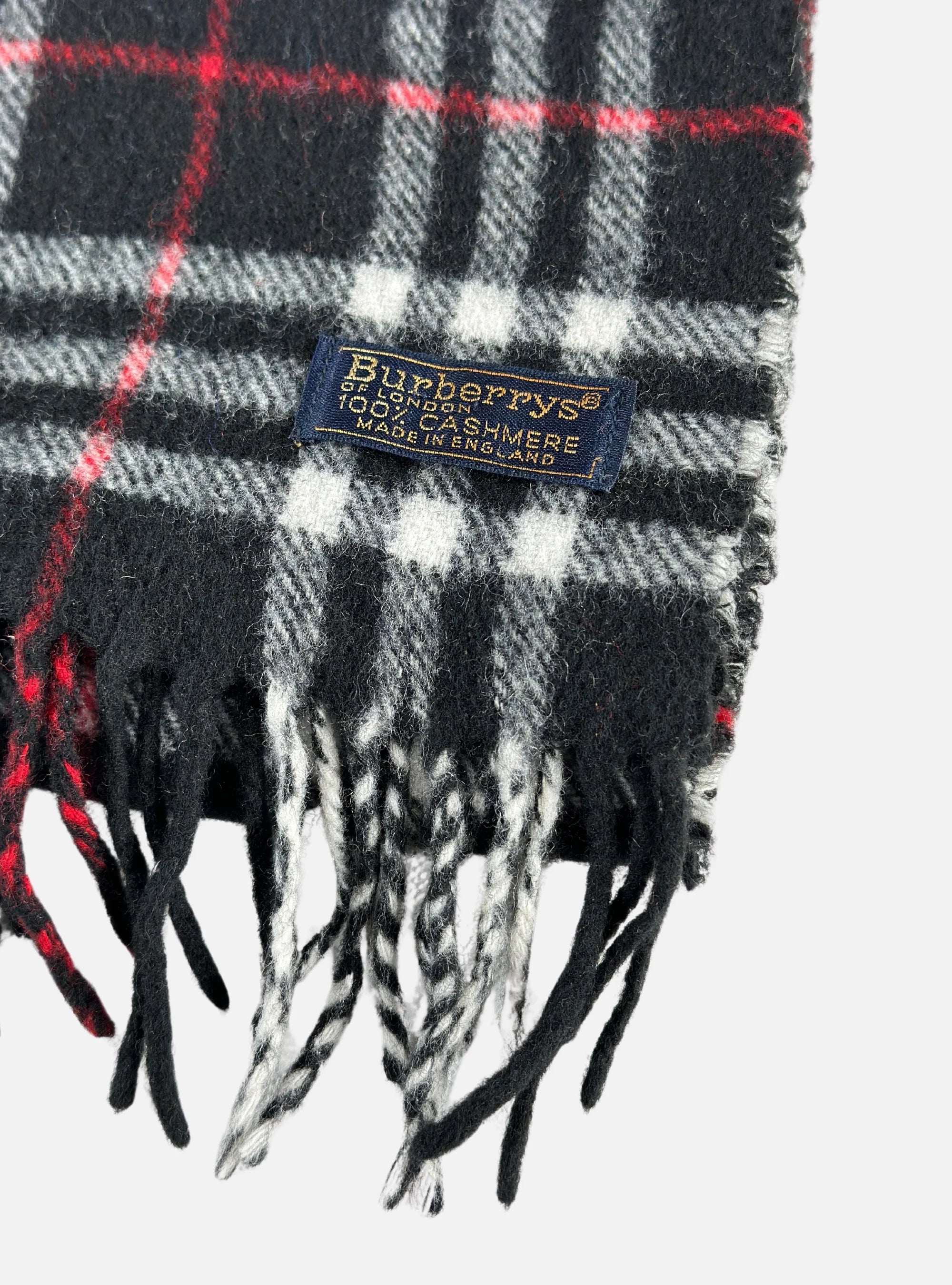 Vintage 100% Cashmere Black Nova Check Scarf by Burberry