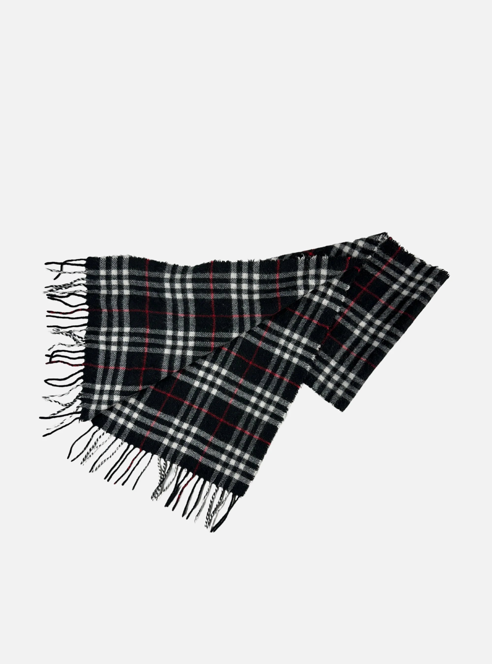 Vintage 100% Cashmere Black Nova Check Scarf by Burberry