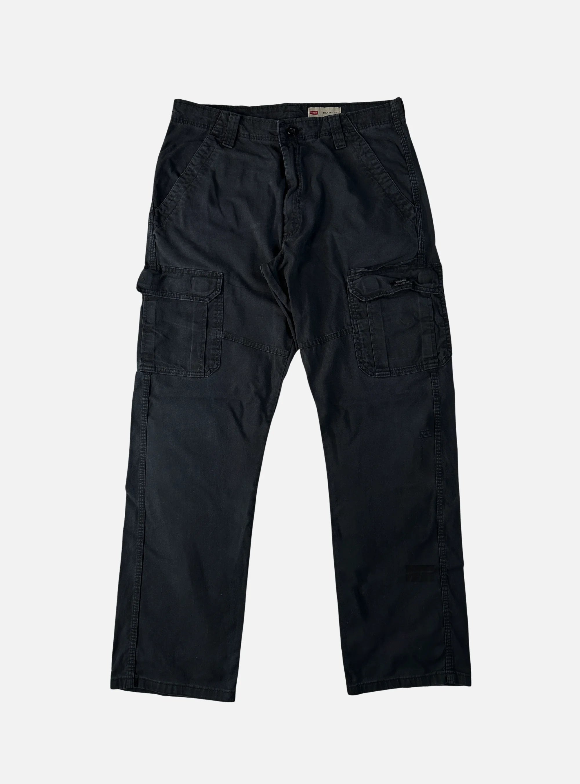 Mens Black Cargo Cotton Pants by Wrangler — 32-34 waist