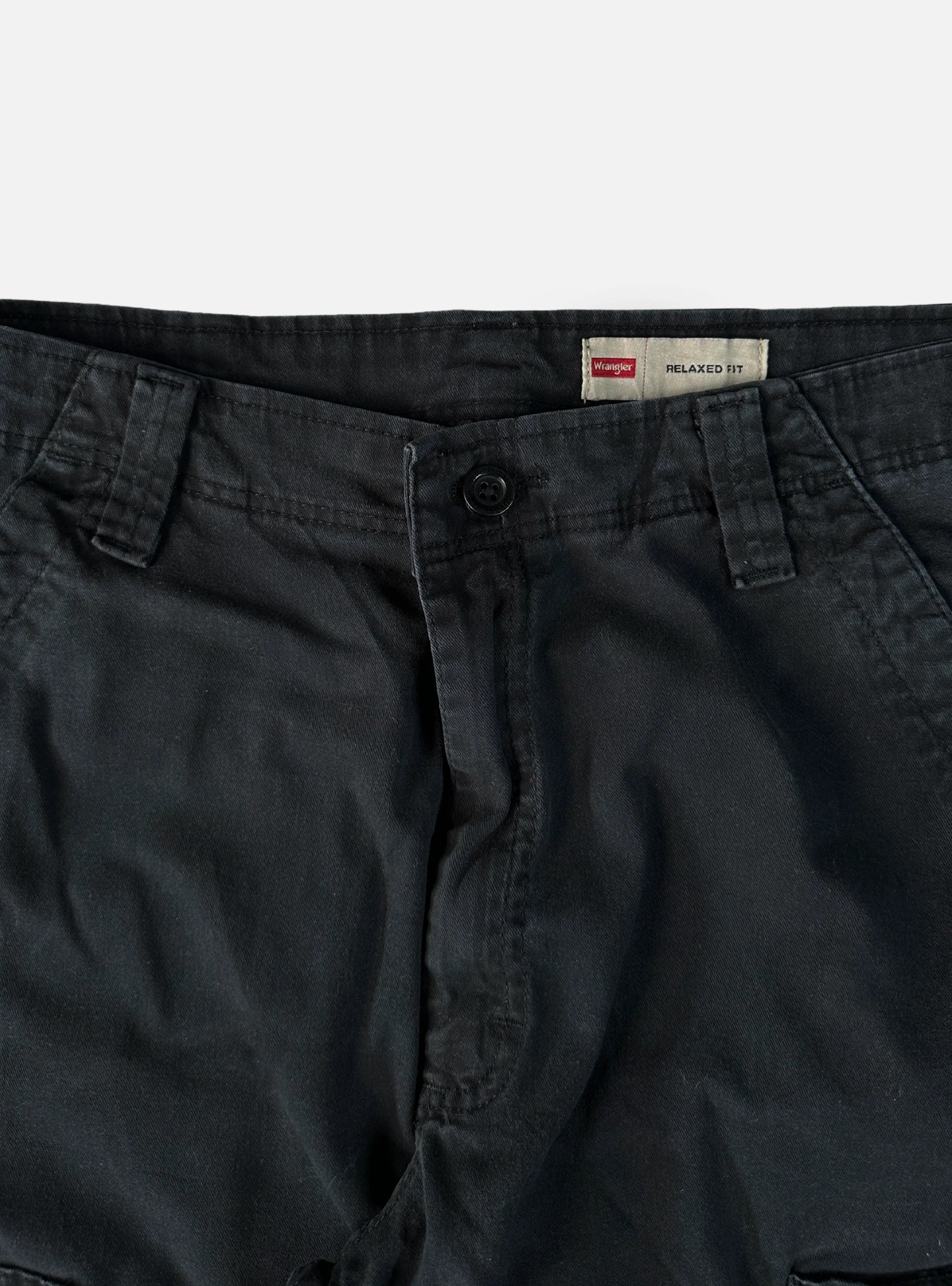 Mens Black Cargo Cotton Pants by Wrangler — 32-34 waist