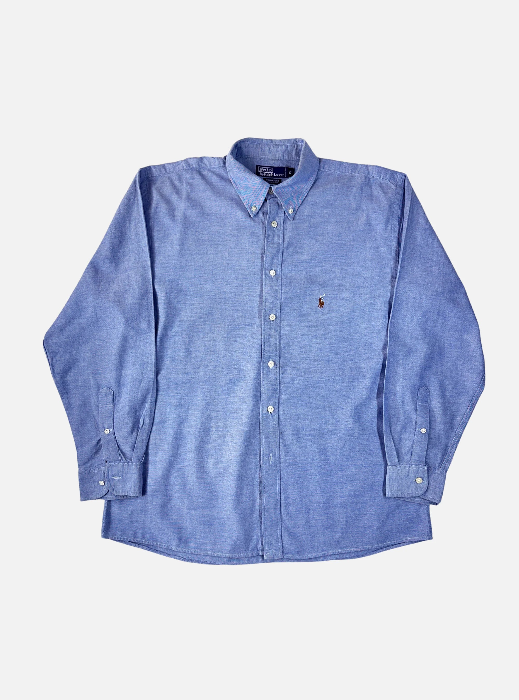 Mens Blue Button Down Oxford Shirt by Ralph Lauren — Large