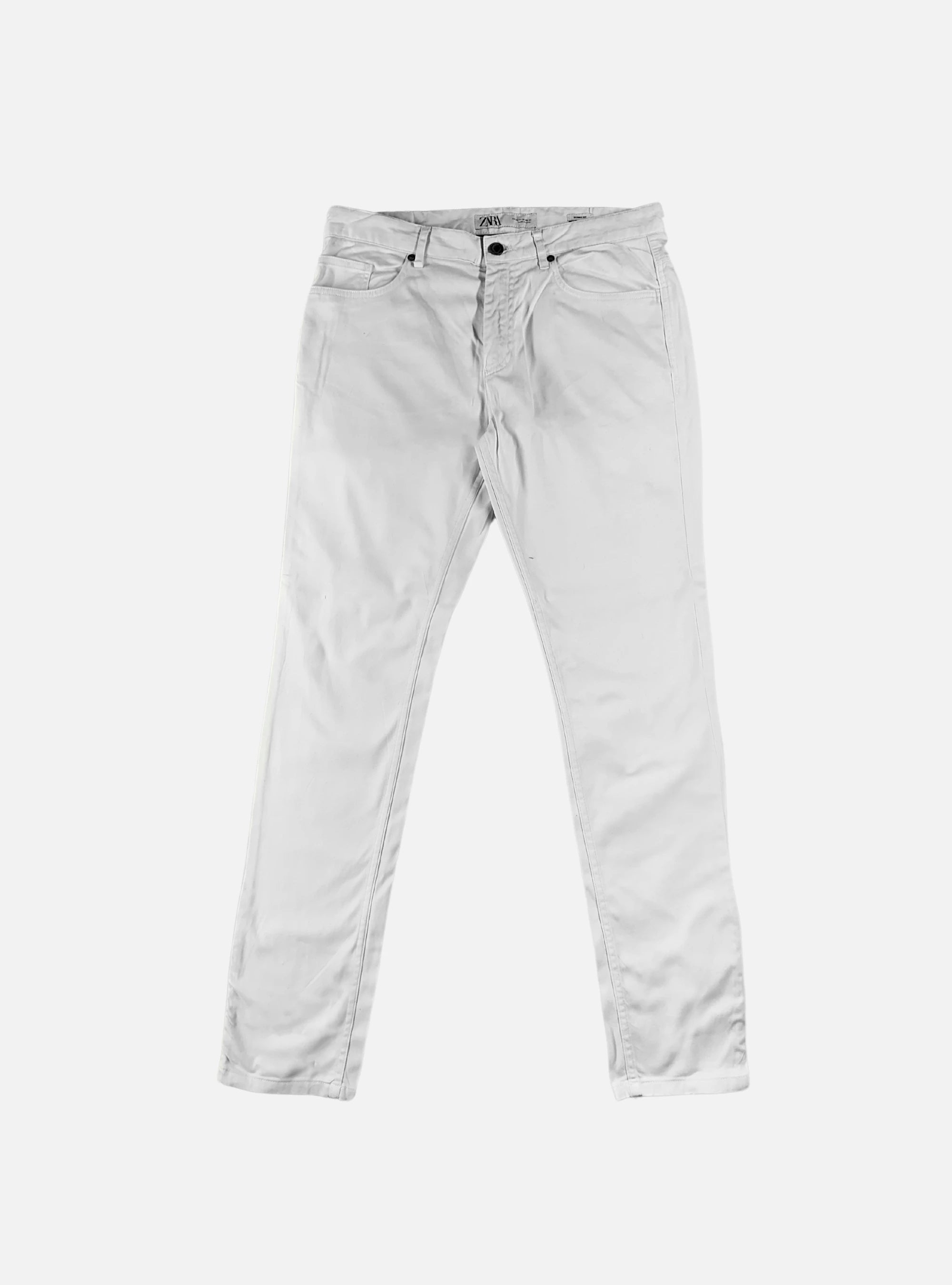Mens Skinny Fit Chino Trouser White by ZARA — 34-36 waist