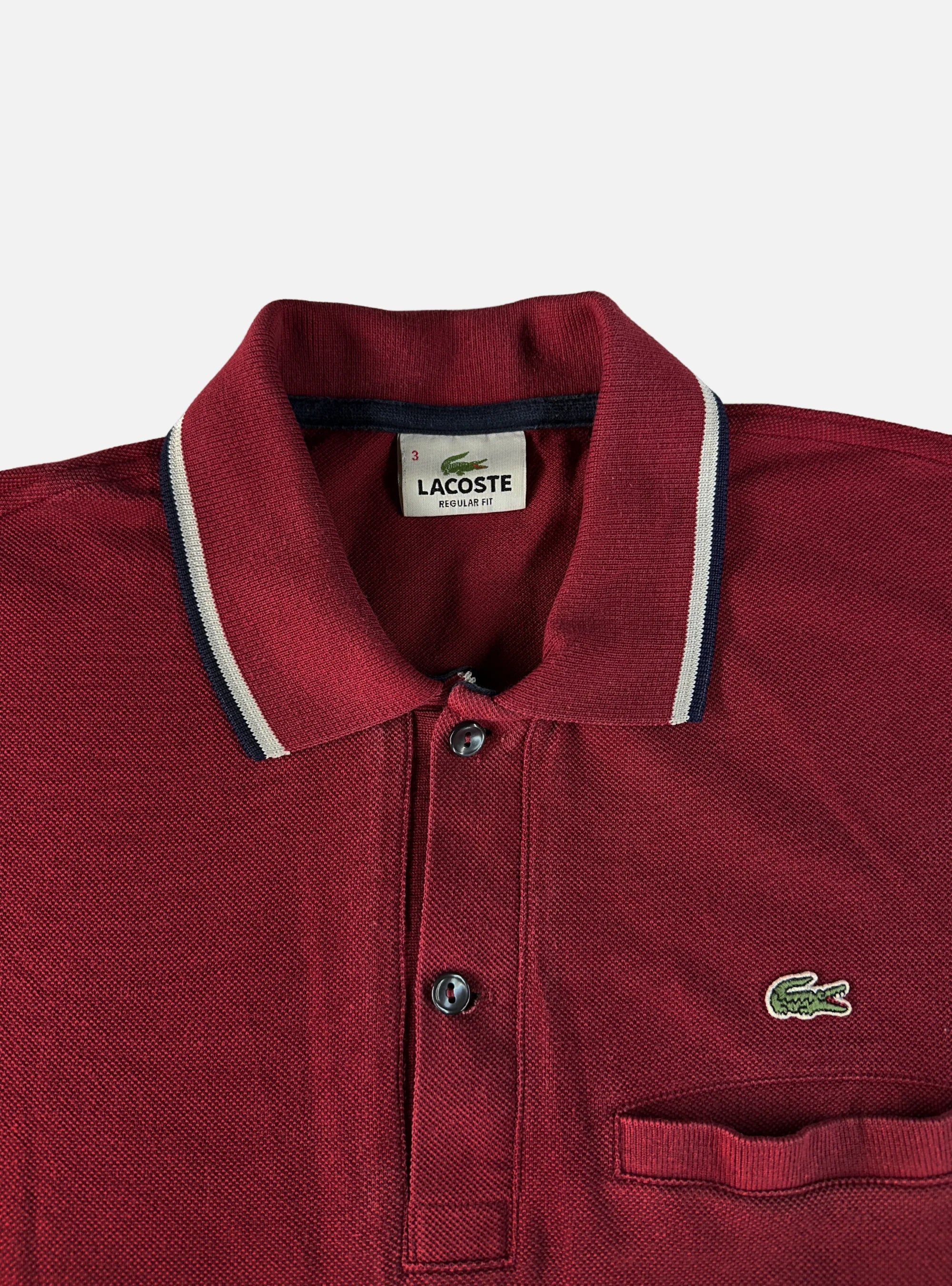 Mens Red Half Sleeves Polo by Lacoste — Small