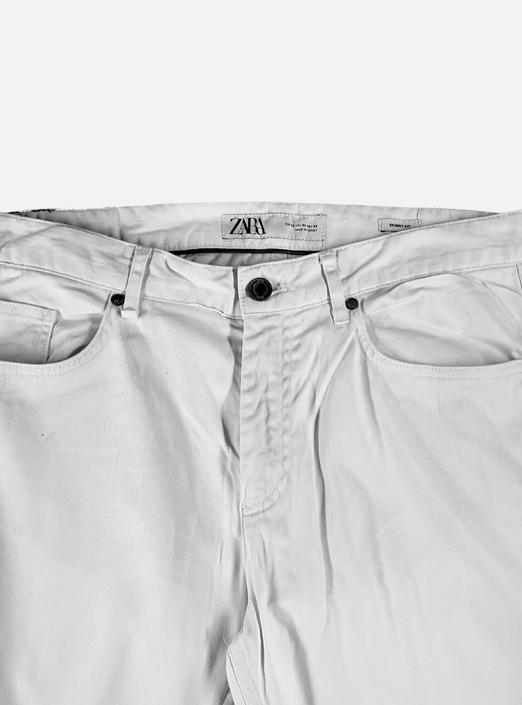 Mens Skinny Fit Chino Trouser White by ZARA — 34-36 waist