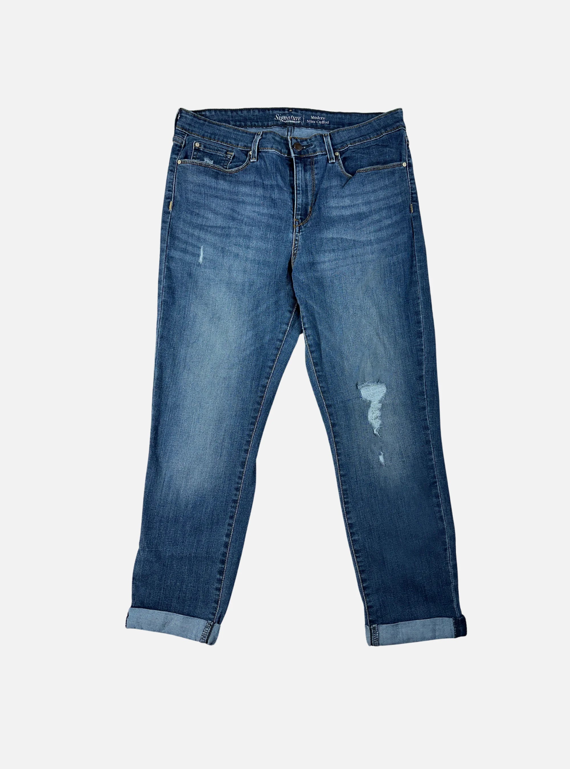 Mens Modern Slim Cuffed Ripeed Blue Denims Jeans by Levi's — 34 waist
