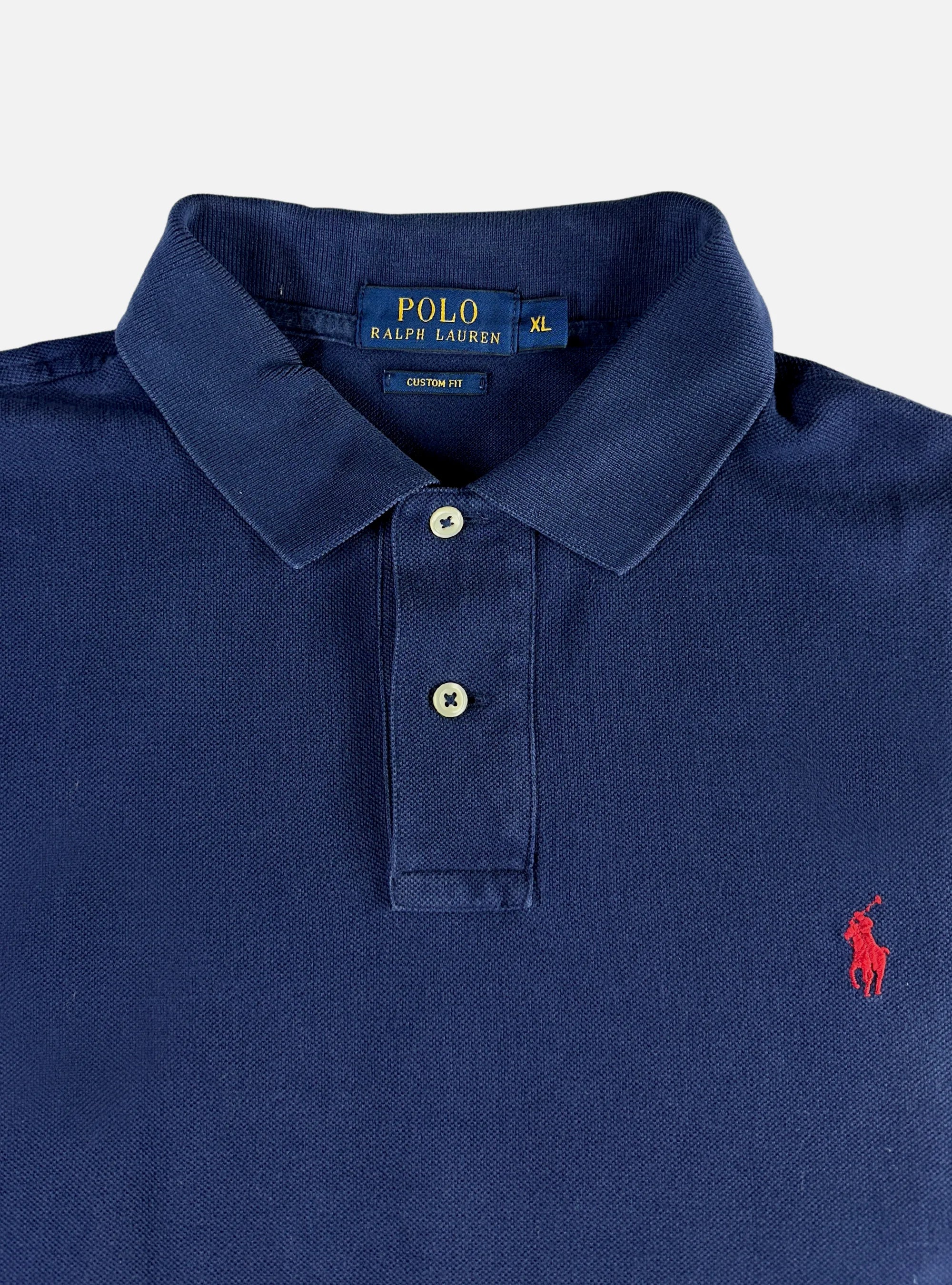 Mens Half-Sleeves Navy Blue Polo by Ralph Lauren — Large