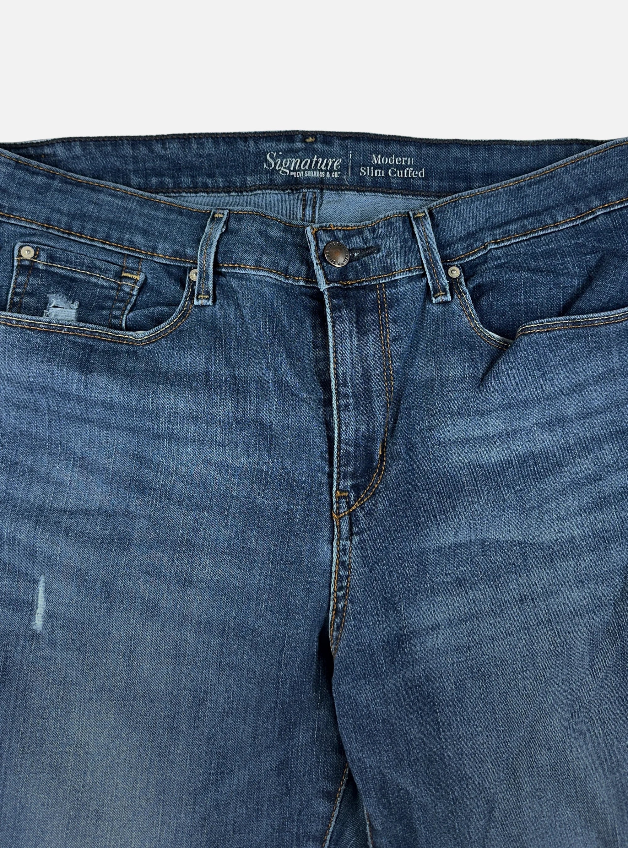 Mens Modern Slim Cuffed Ripeed Blue Denims Jeans by Levi's — 34 waist