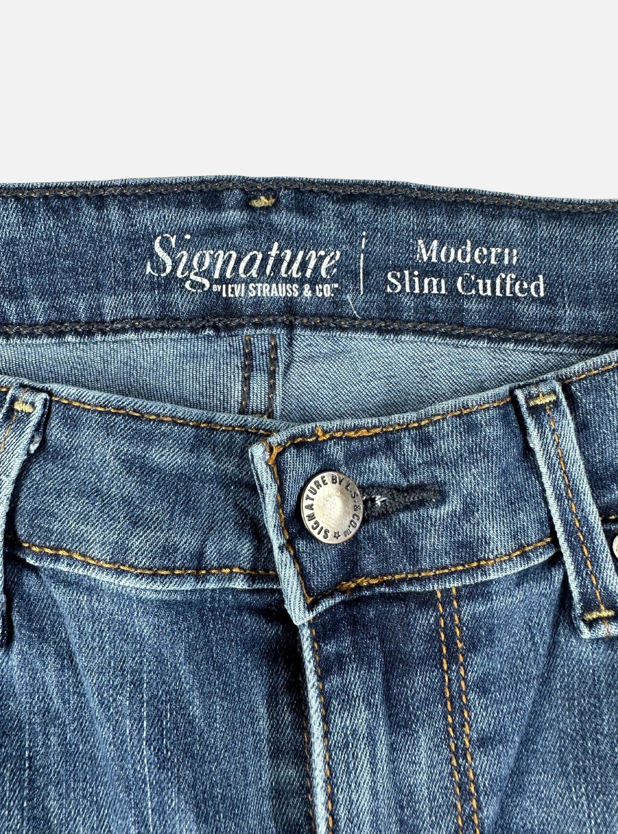 Mens Modern Slim Cuffed Ripeed Blue Denims Jeans by Levi's — 34 waist