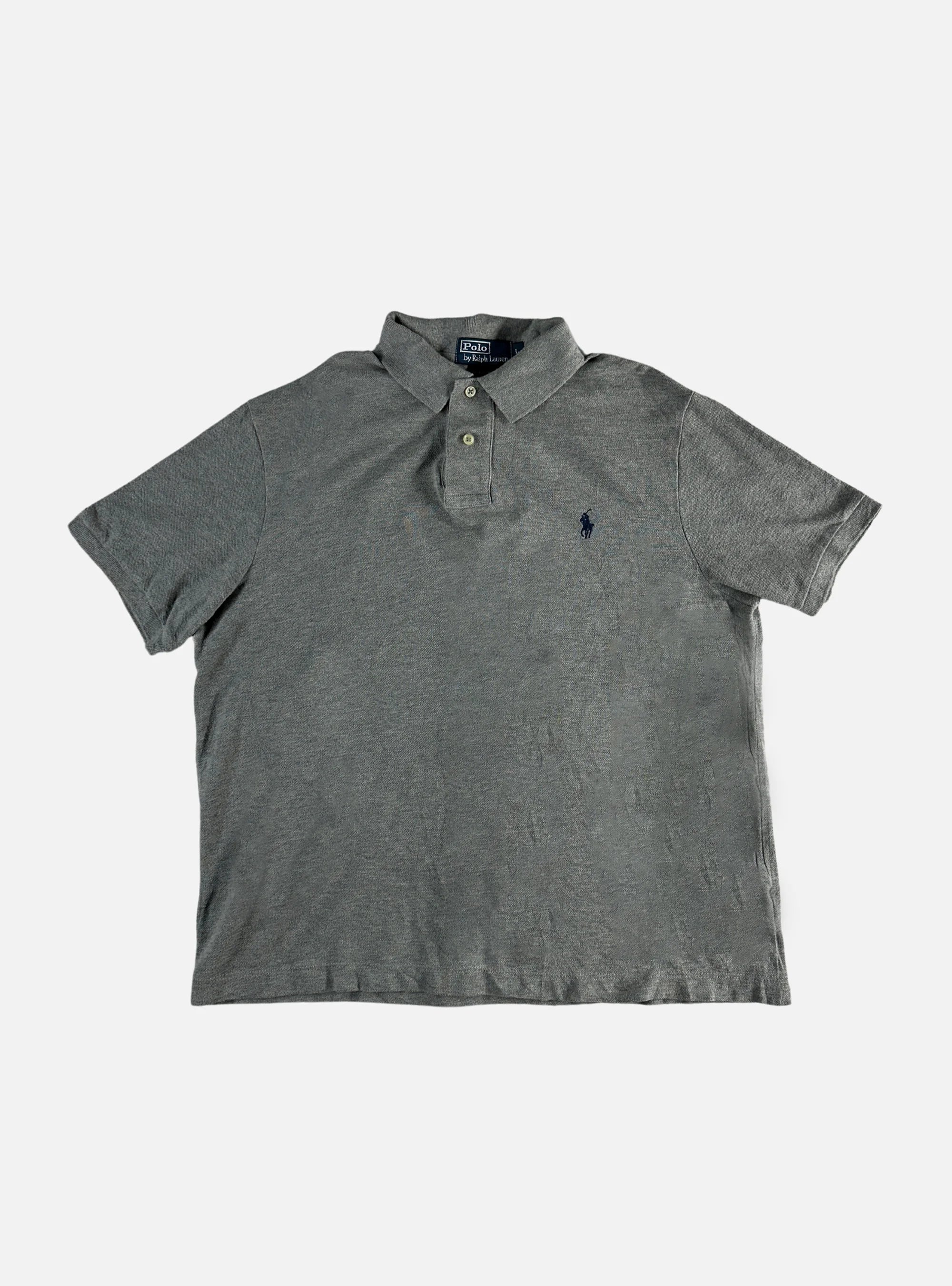 Mens Half-Sleeves Heather Grey Polo by Ralph Lauren — Large