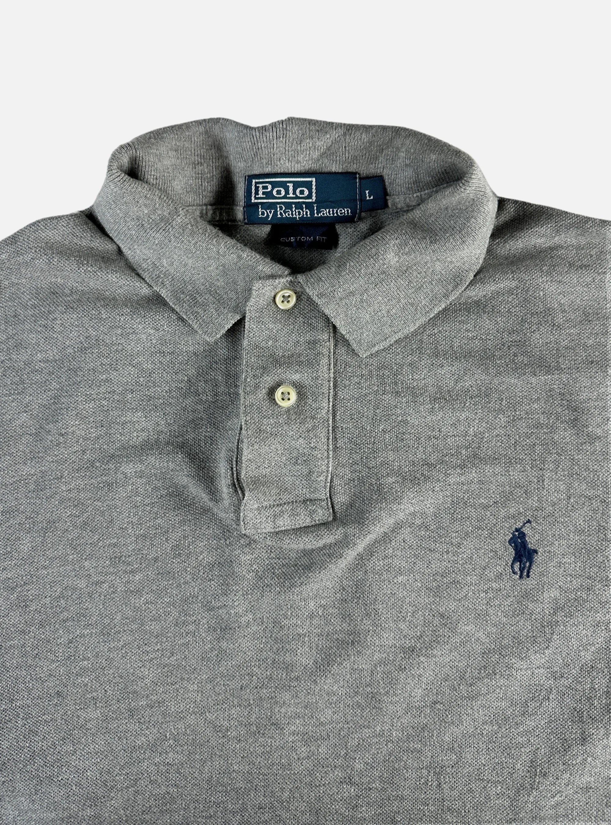 Mens Half-Sleeves Heather Grey Polo by Ralph Lauren — Large