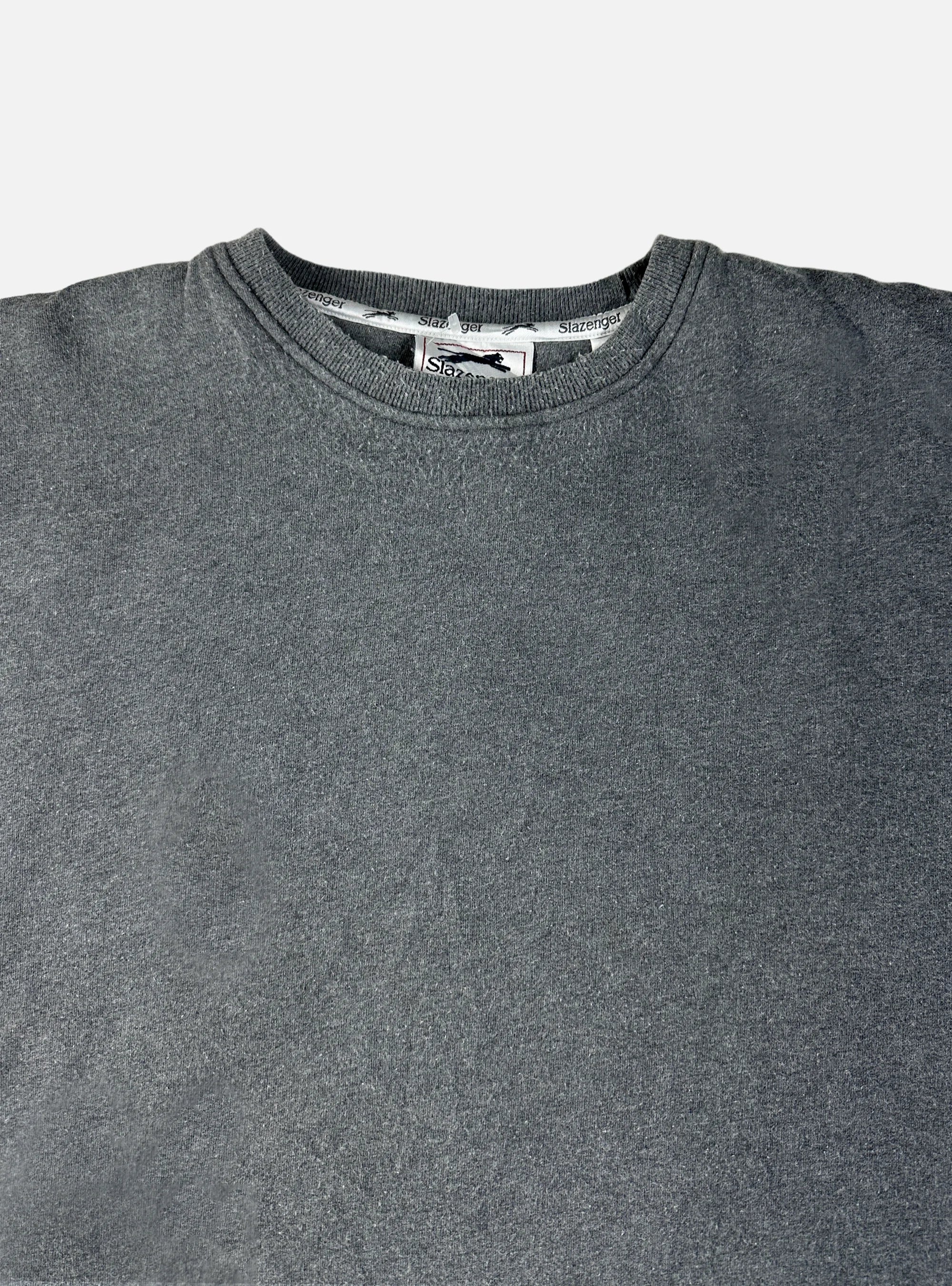 Mens Oversized Drop Shoulder Crewneck Sweatshirt Grey by Slazenger — Large