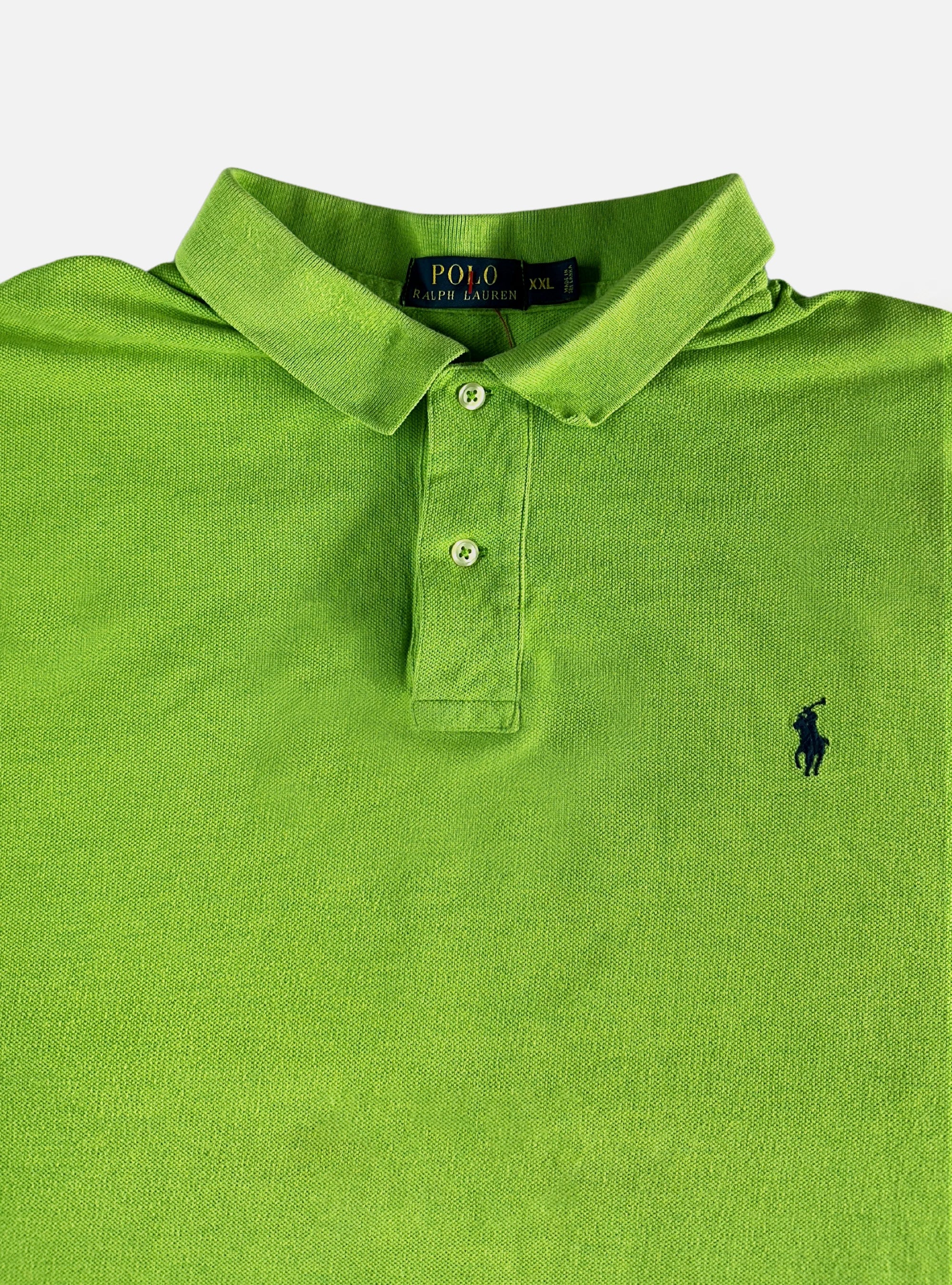 Mens Half-Sleeves Parrot Green Polo by Ralph Lauren — XL