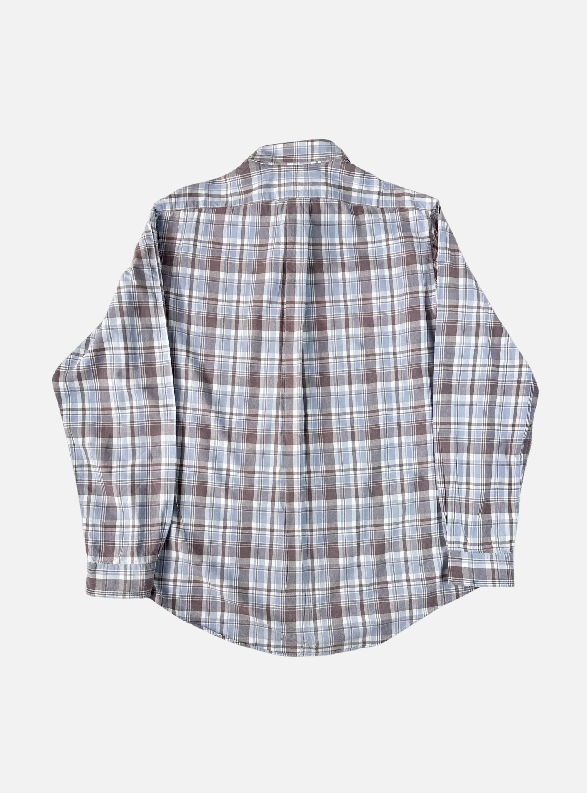 Mens Brown/Blue Plaid Check Shirt by Ralph Lauren — Large