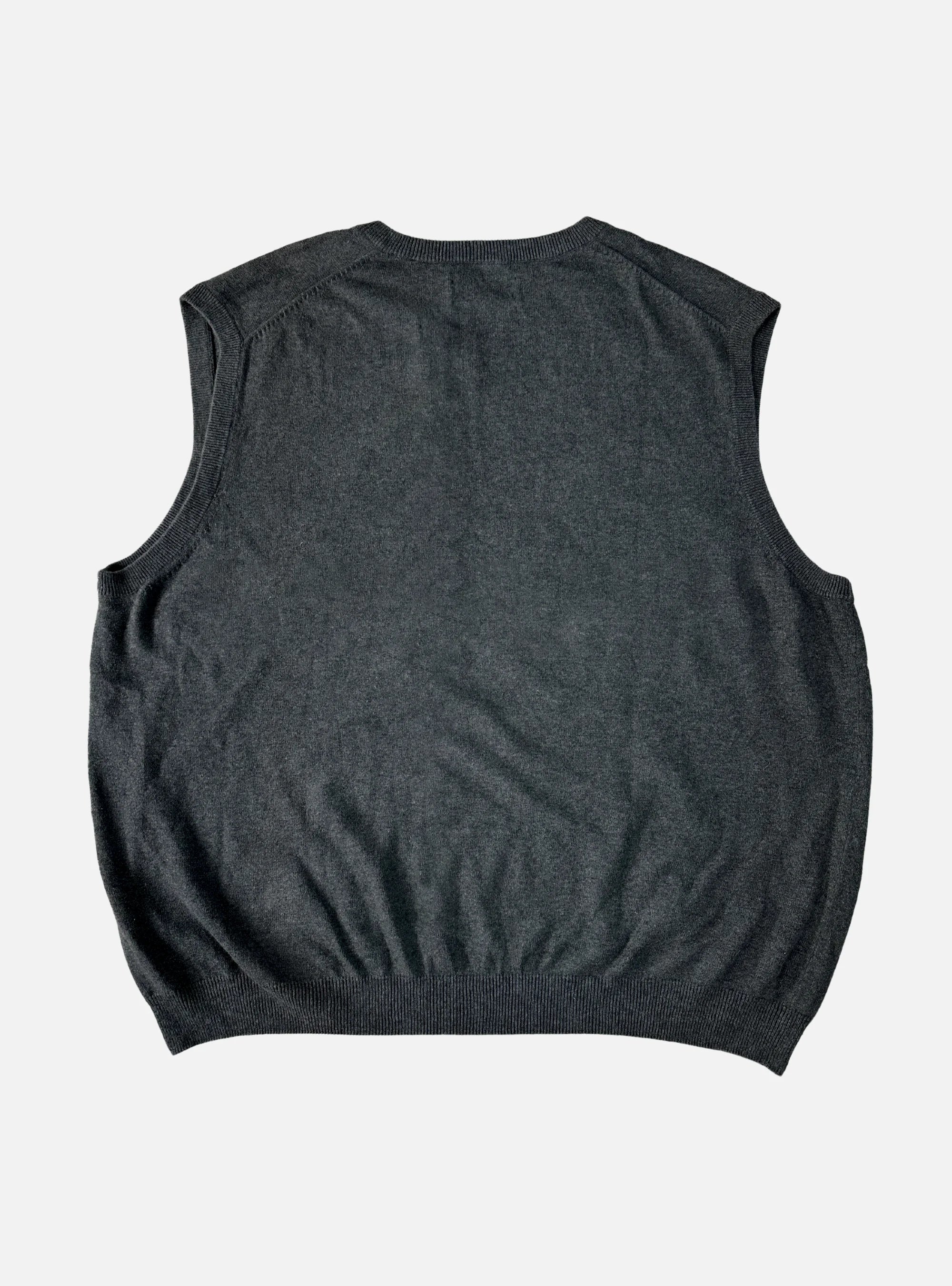Mens V-Neck Sleeveless Charcoal Grey Sweater by Chaps — XL