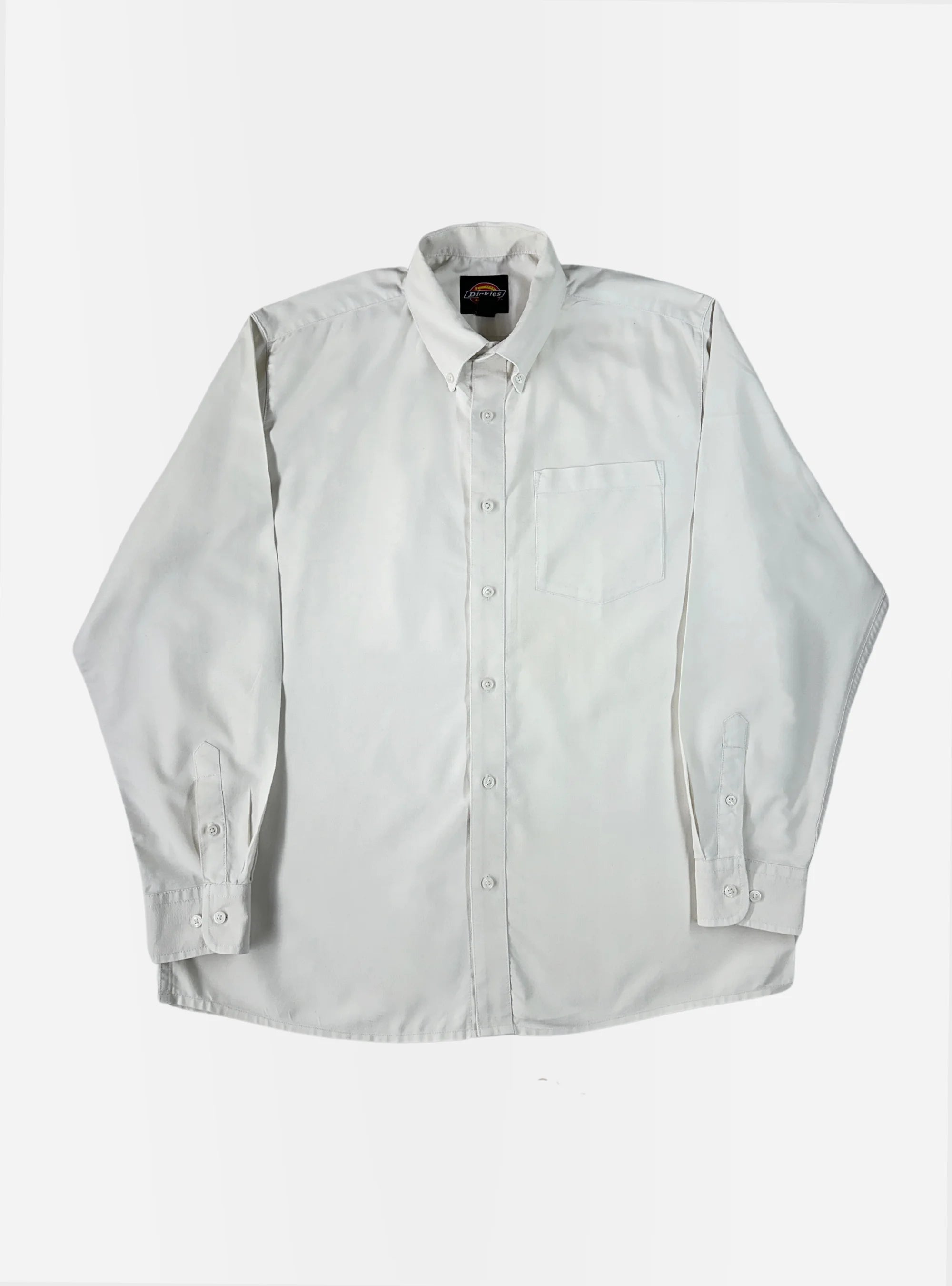 Mens Oversized Boxy Fit White Button Down Shirt by Dickies — XL