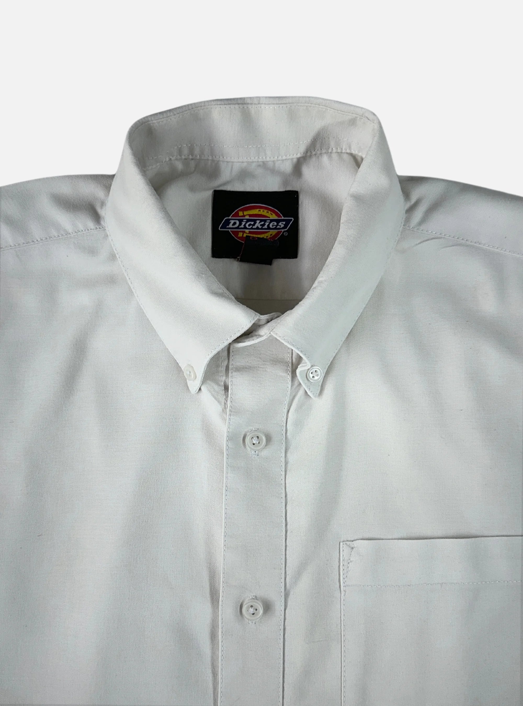 Mens Oversized Boxy Fit White Button Down Shirt by Dickies — XL