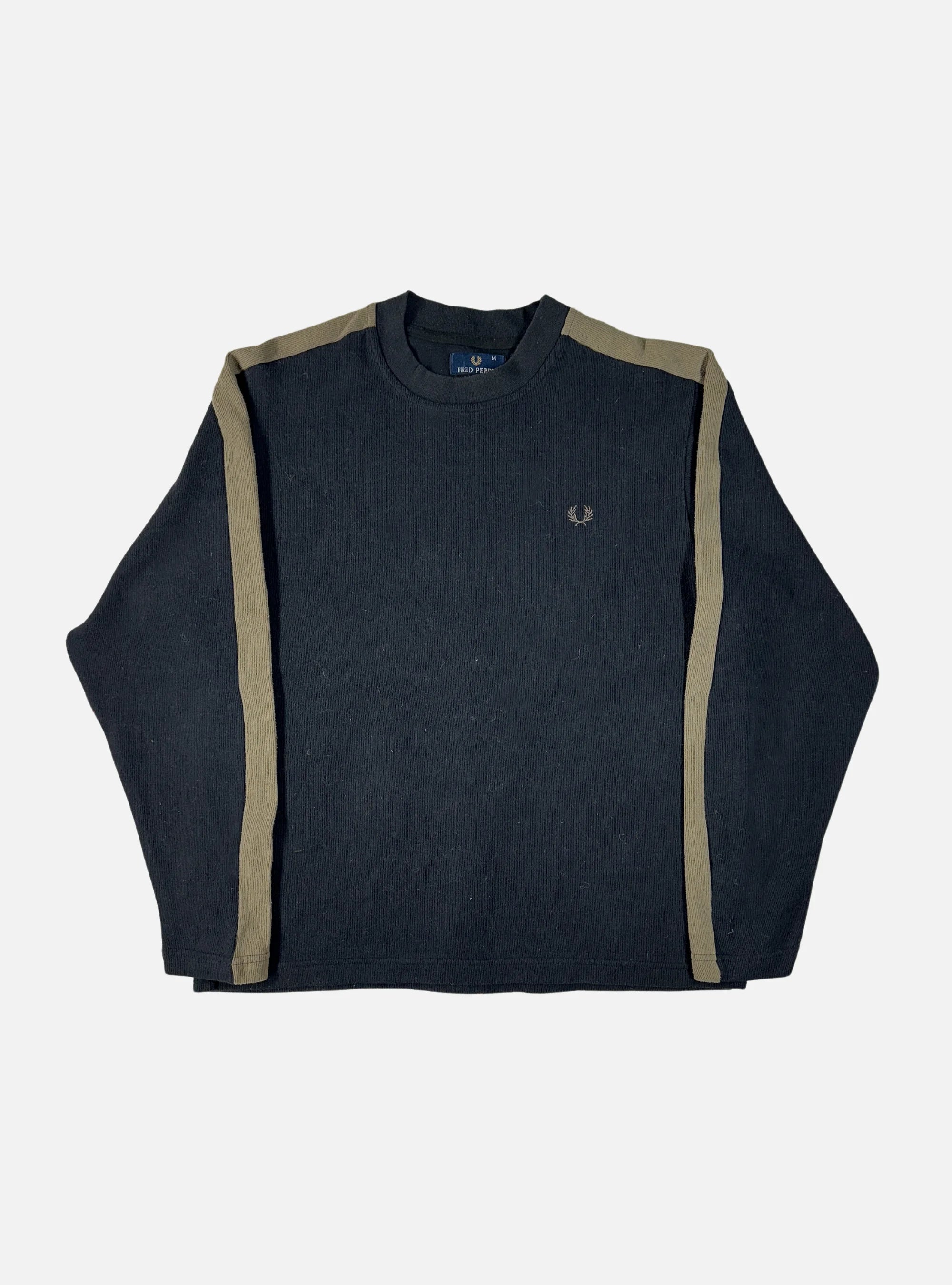 Mens 100% Cotton Crewneck Sweater Grey by Fred Perry — Small