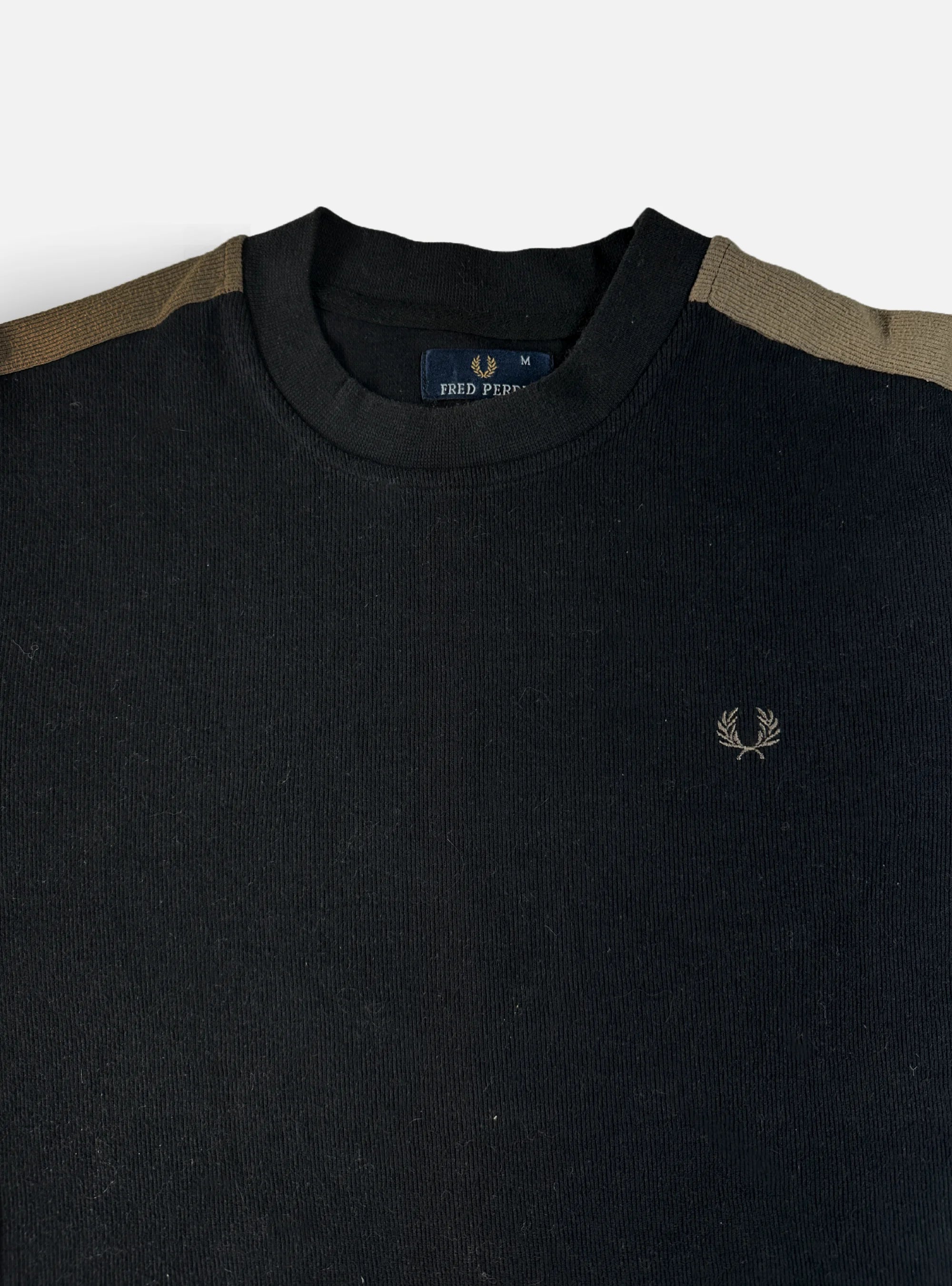 Mens 100% Cotton Crewneck Sweater Grey by Fred Perry — Small