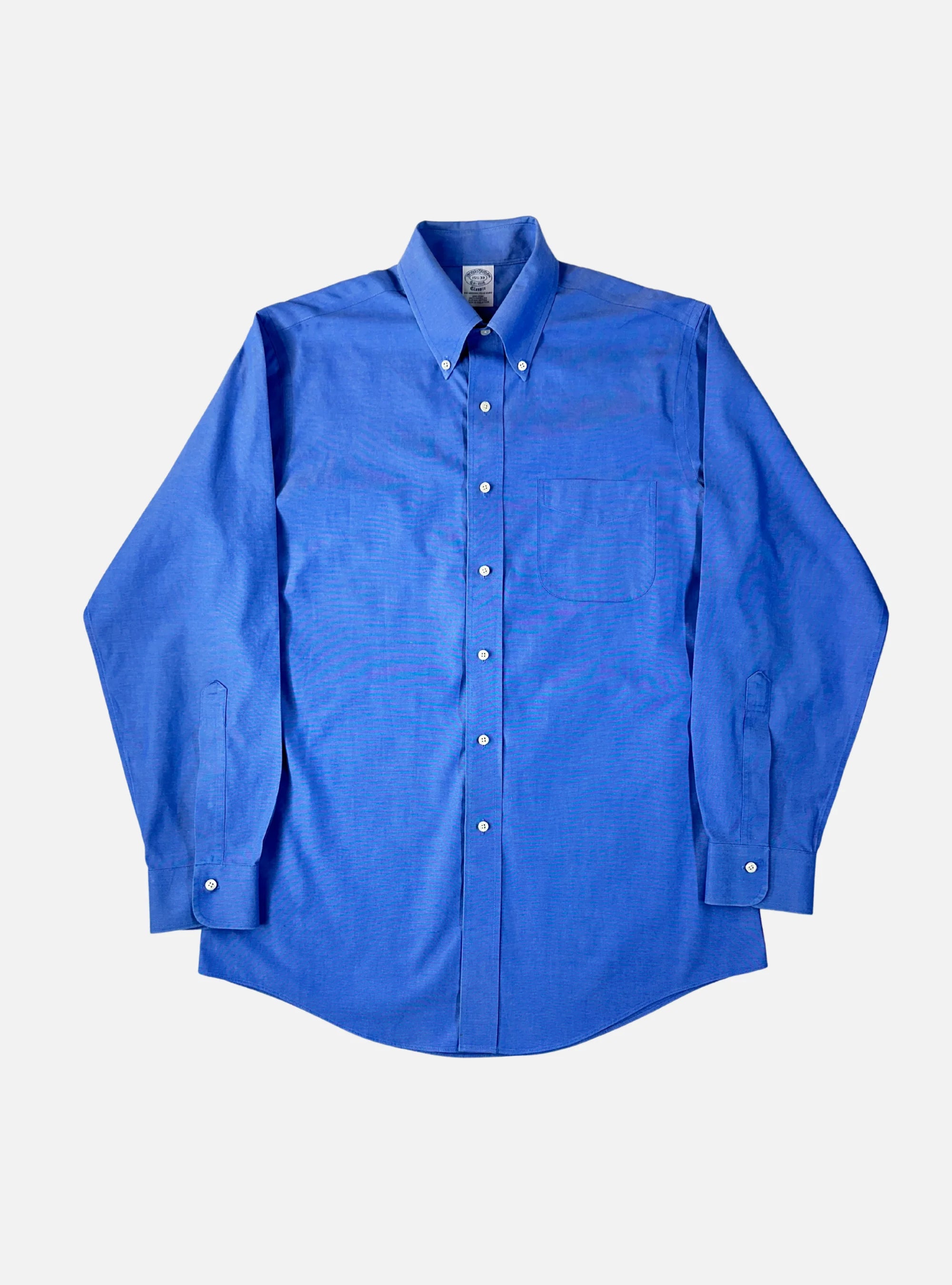 Mens Blue Button Down Shirt by Brooks Brothers — Medium
