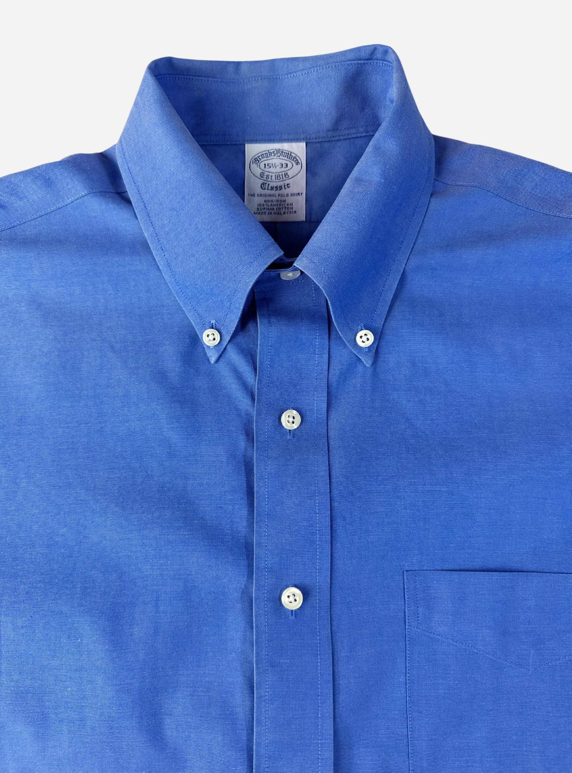 Mens Blue Button Down Shirt by Brooks Brothers — Medium