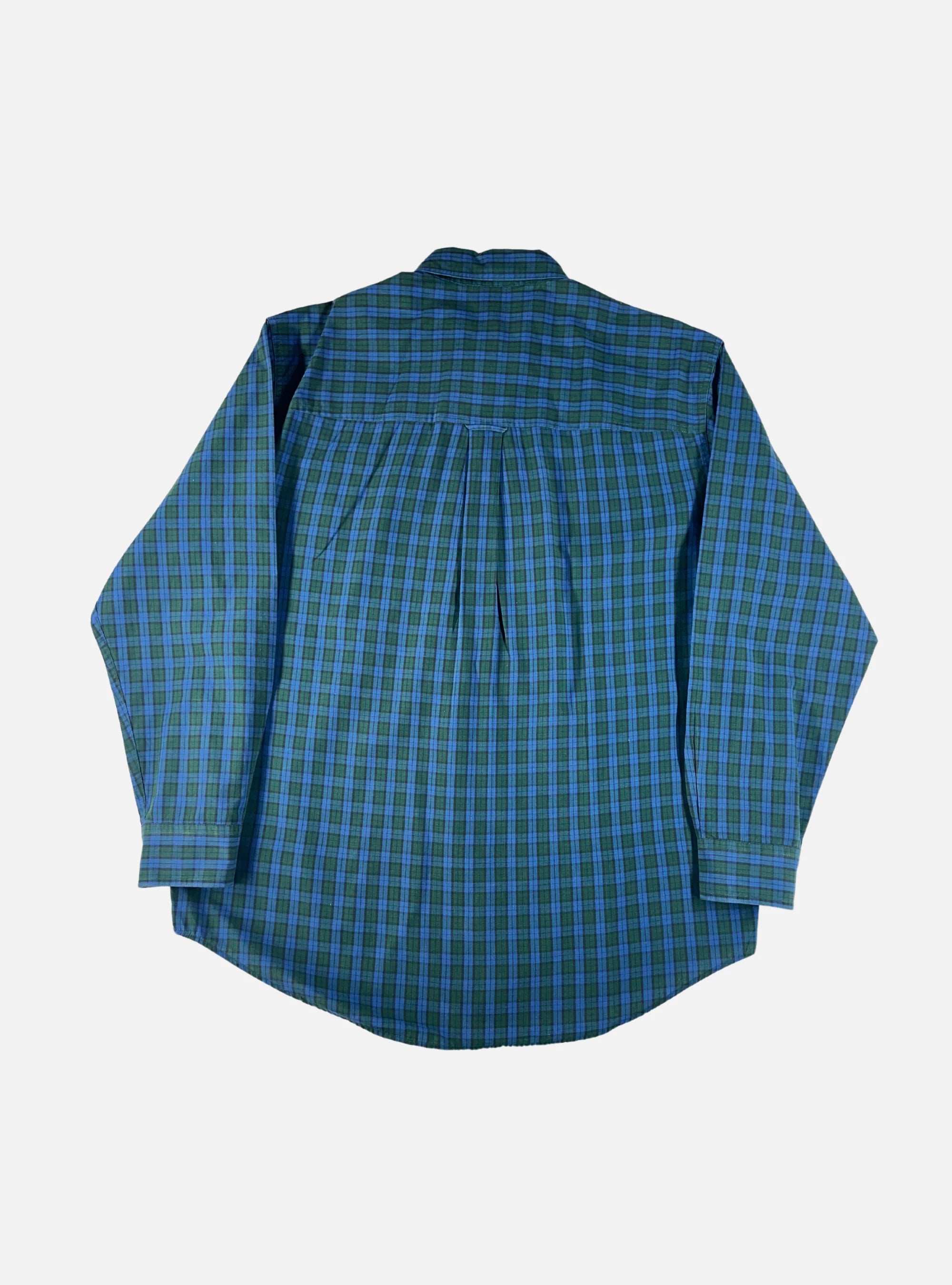 Mens Green/Blue Check Button Down Shirt by CHAPS — Large