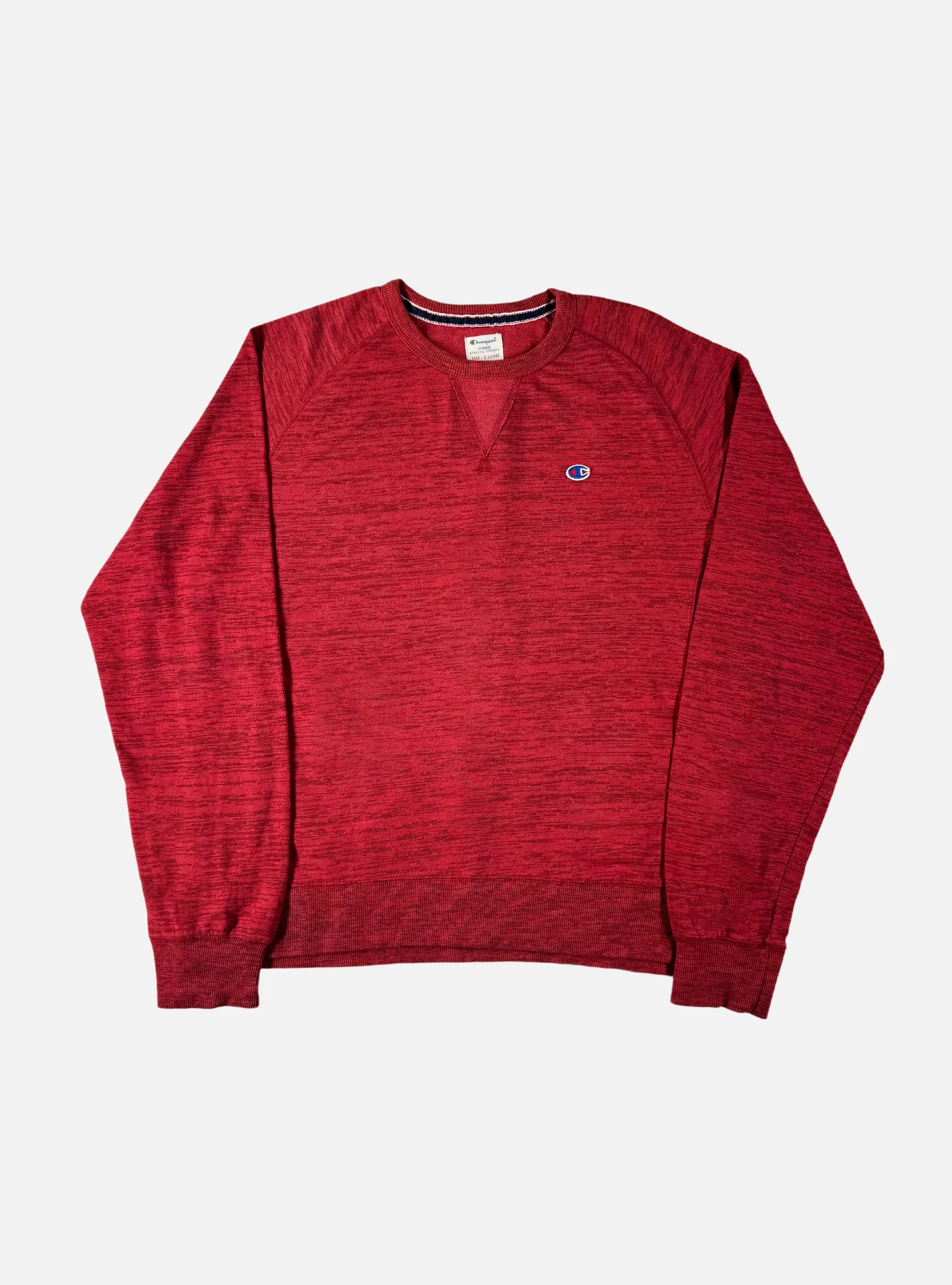 Mens Crewneck Sweatshirt Red Textured by Champion — Large