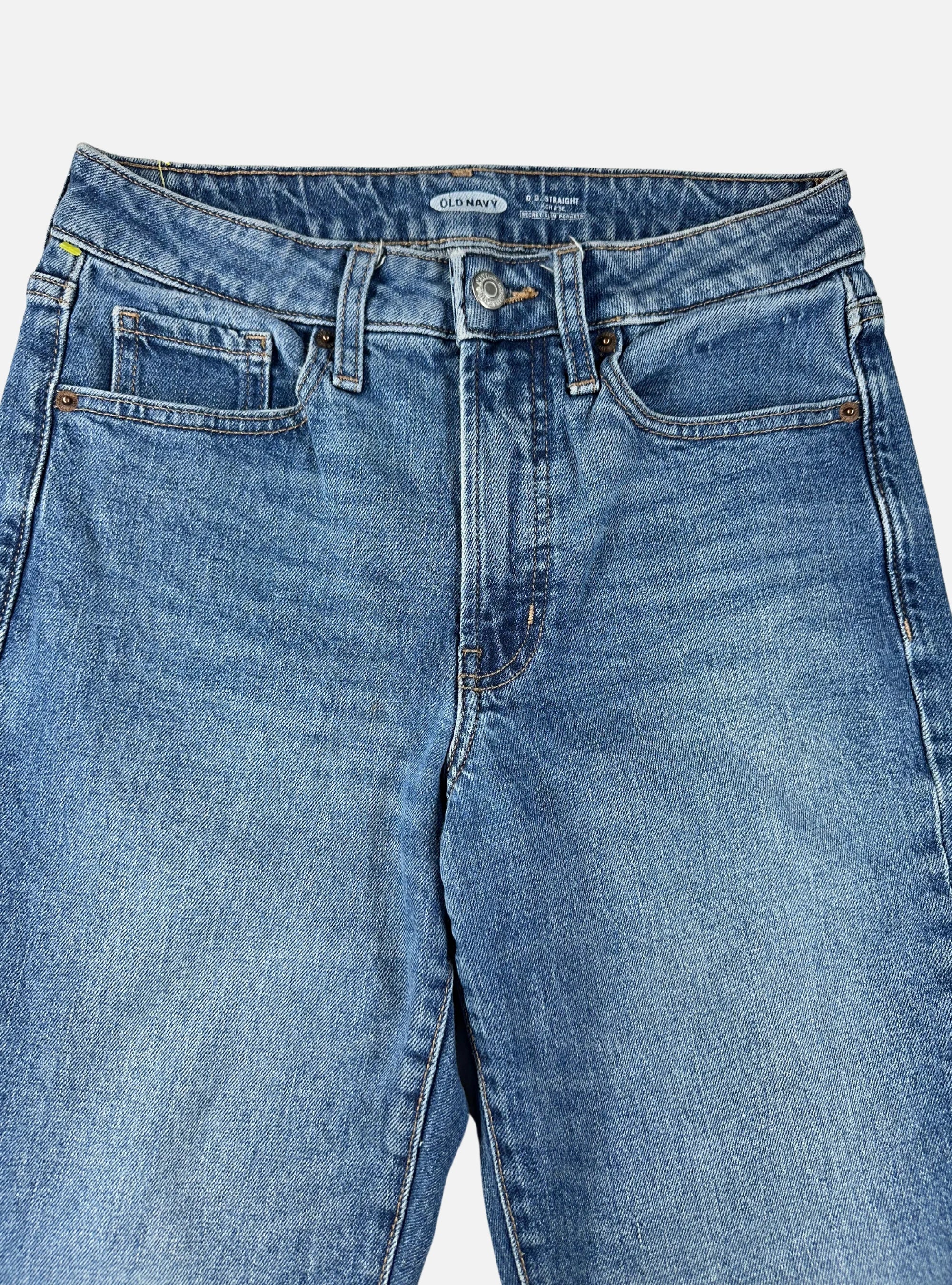 Mens High-Rise OG Straight Fit Blue Denim Jeans by Old Navy — 28 waist