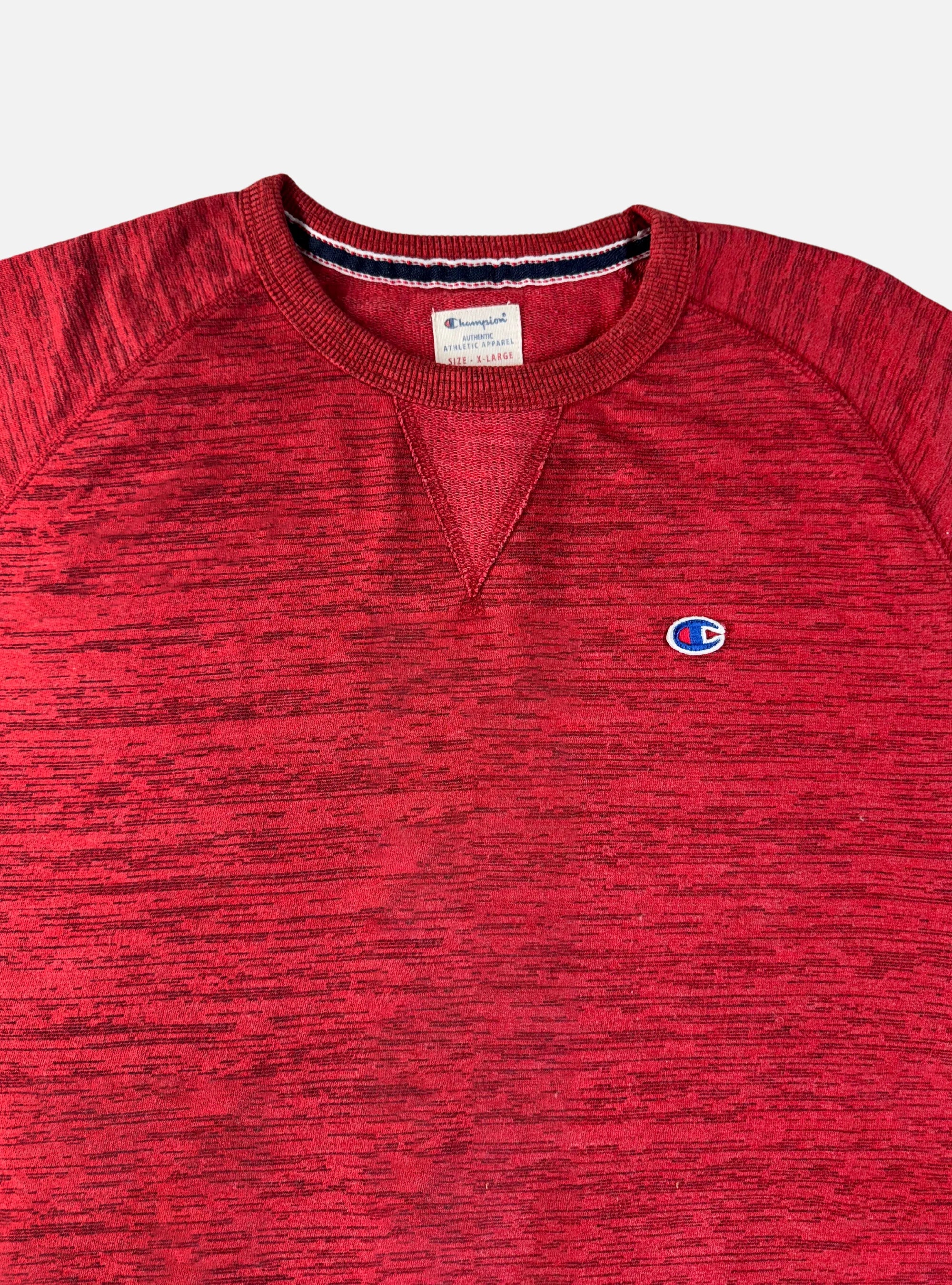 Mens Crewneck Sweatshirt Red Textured by Champion — Large